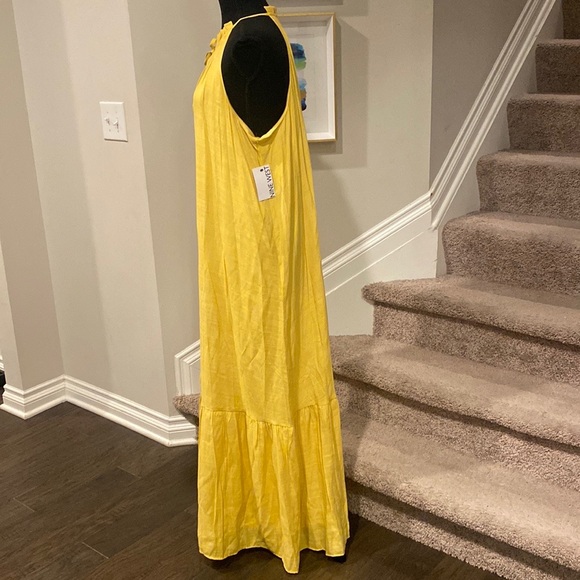 New With Tag Beautiful Nine West XL Double Lined Yellow Summer Tiered Maxi Dress - Picture 2 of 8